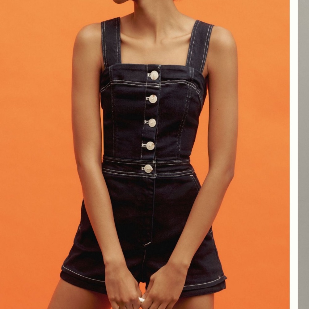 Maeve from Anthropologie Button Denim Romper